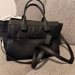 Coach Textured Black Leather Tote